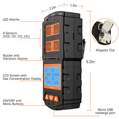 ราคาดี เครื่องตรวจจับ Multigas ที่แข็งแกร่ง 4In1 สําหรับการรั่วไหลของก๊าซคาร์บอนโมโนออกไซด์ในพื้นที่จํากัด ออนไลน์
