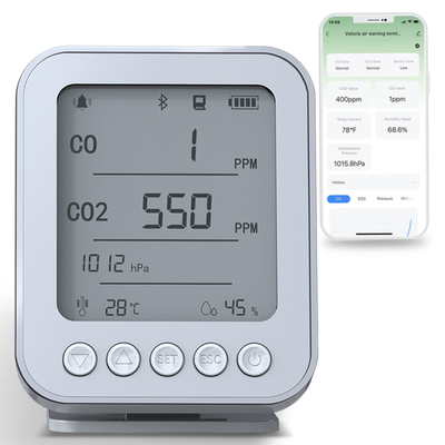 เครื่องตรวจจับคุณภาพอากาศแบบ NDIR Co2 แบบสมาร์ท แบบพกพา เครื่องตรวจสอบเซ็นเซอร์แก๊สแบบ Bluetooth
