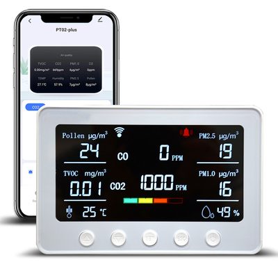 คุณภาพ 2.4GHz WiFi Indoor Smart Air Quality Monitor PM2.5 PM1.0 สําหรับโรงเรียนและห้องเรียน โรงงาน