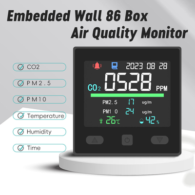 ราคาดี CO2 IAQ ติดตามคุณภาพอากาศ Wifi เครื่องตรวจจับอุณหภูมิ 12V 2.8 นิ้ว TFT Display ออนไลน์