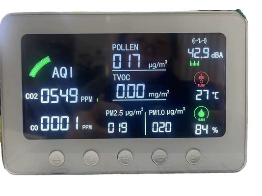 เครื่องวัดคุณภาพอากาศอัจฉริยะ WiFi IAQ แบบหลายพารามิเตอร์ พร้อม TVOC PM1.0/2.5 CO CO2 สำหรับบ้าน สำนักงาน และพื้นที่ในร่ม