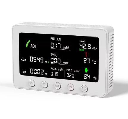 เครื่องวัดคุณภาพอากาศอัจฉริยะ WiFi ตรวจจับ CO2, CO, TVOC, PM1.0 & PM2.5, เครื่องทดสอบคุณภาพอากาศภายในอาคารสำหรับบ้านและสำนักงาน