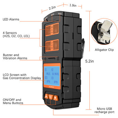 ราคาดี เครื่องตรวจจับแก๊ส 4 ใน 1 ที่มีความหลากหลาย สําหรับการใช้ในระบบระบายน้ําเสีย การทําเหมืองแร่ น้ํามันและห้องปฏิบัติการ ออนไลน์